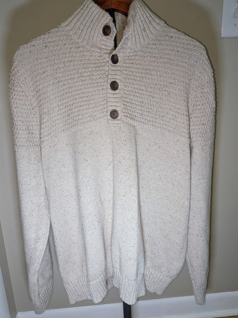 Goodfellow & Co Men's Cream Zip-Style Button Sweater